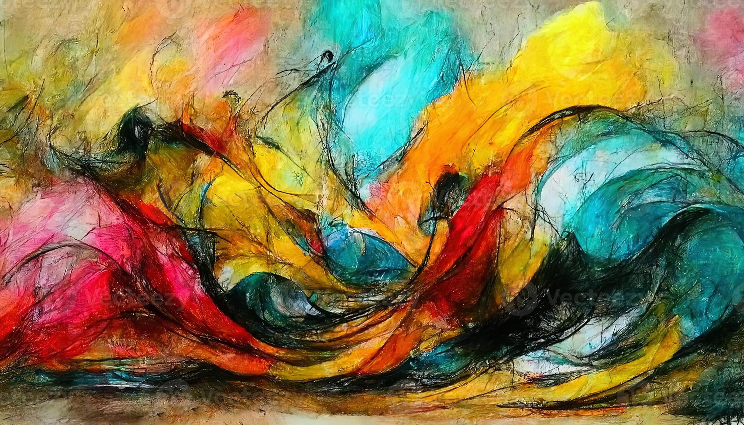 Wonderful Oil Pastel Drawing. Abstract Color Background, Fine Art Print ... intended for
