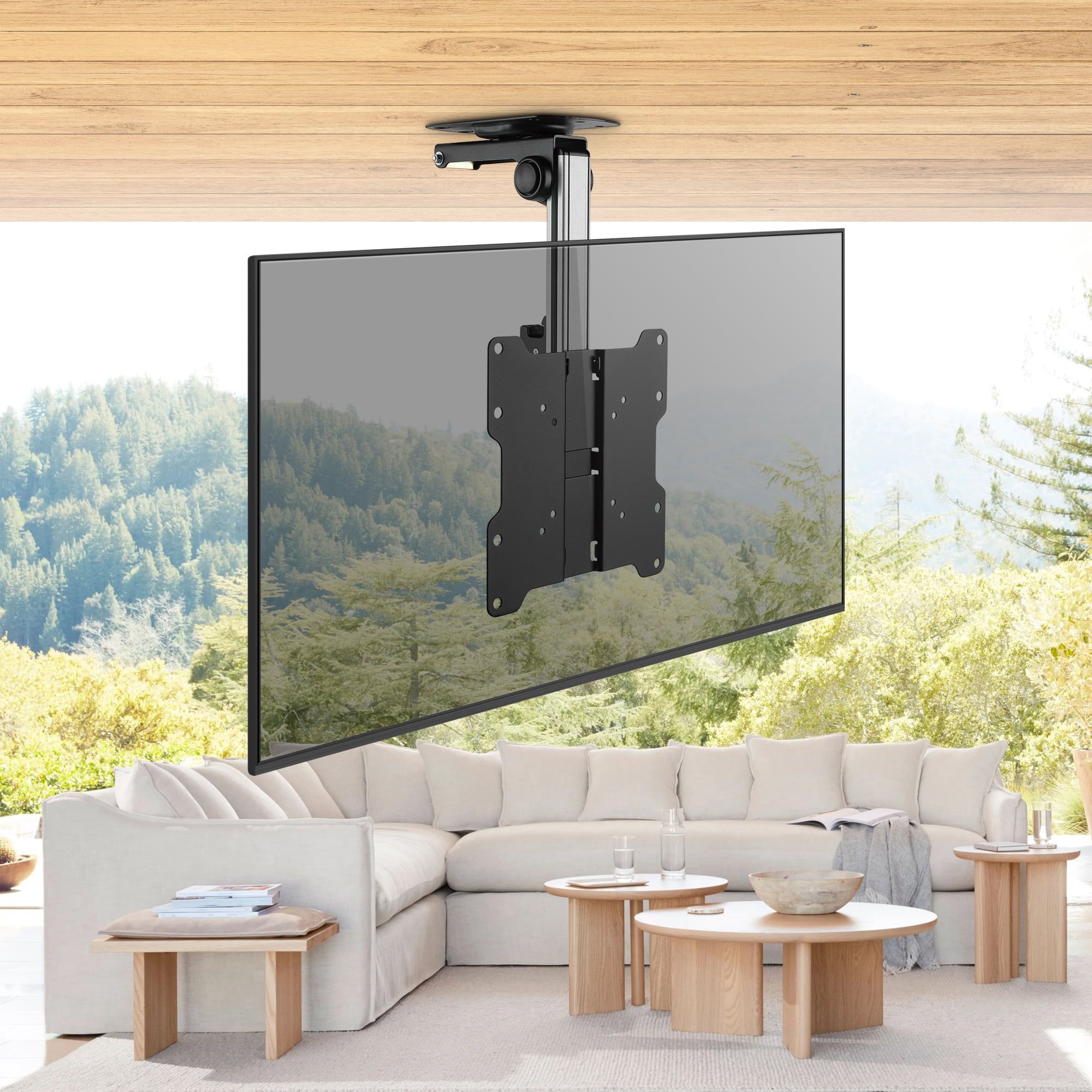 Zebozap Gazebo Big Screen Outdoor Ceiling Tv Mount | Adjustable Height ... with Tips for Securing Your TV with the Roseto FFIF88489 Black Mount