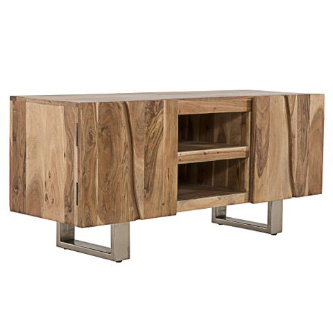 17 Stories 53 In. Solid Acacia Wood Tv Stand Media Console For Tvs Up ... for Maximizing Space Efficiency with a 70 Inch Compatible TV Stand