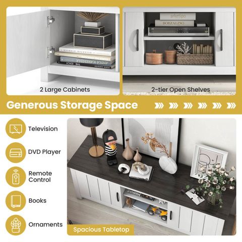 2 Doors Tv Stand With 2 Cabinets And Open Shelves For Tvs Up To 65 Inch ... throughout Understanding the Design Benefits of the Black Redding TV Stand with Ample Shelving