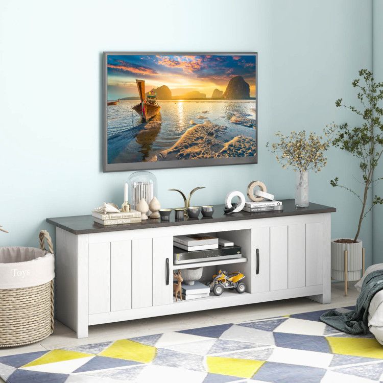 2 Doors Tv Stand With 2 Cabinets And Open Shelves For Tvs Up To 65 Inch ... with Redding Tv Stand For Tvs Up To 65&quot; With 2 Cabinets And 3 Shelves, Black