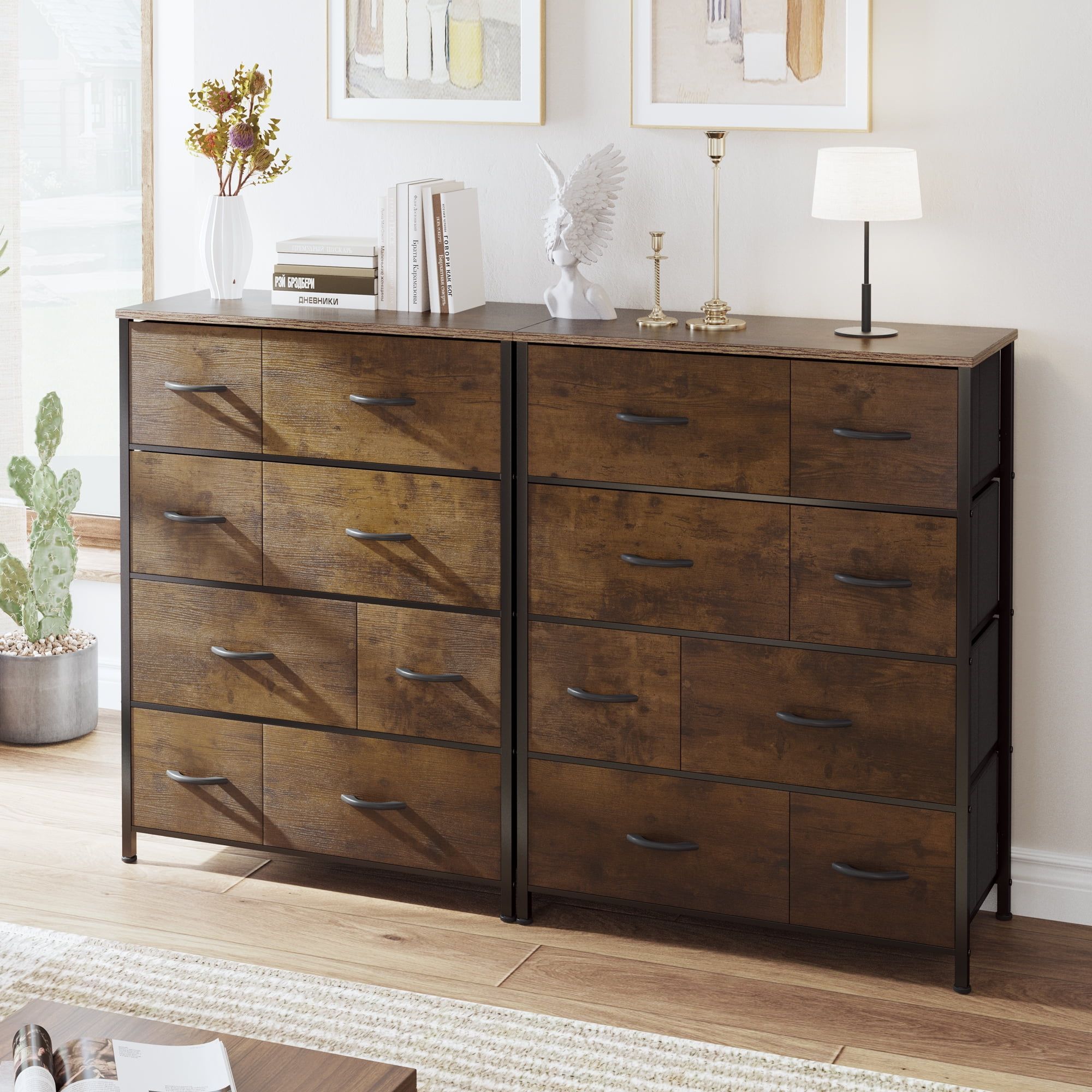 2 Pack Enhomee 8 Drawer Dresser For Bedroom Fabric Dresser With Wooden ... intended for 8 Drawer Dresser