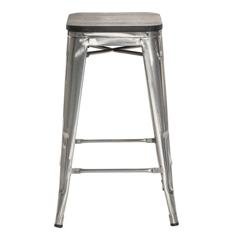 26” Metal Backless Industrial Counter Stool With Wood Seat – Module ... with regard to Backless Industrial Bar Stool With Geometric Metal Base And Gold Seat