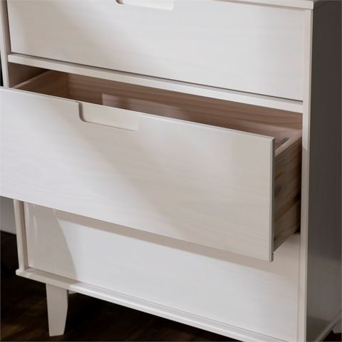3-Drawer Groove Handle Wood Dresser - White | Homesquare intended for Modern High Chest Dresser With Goove Handles, White