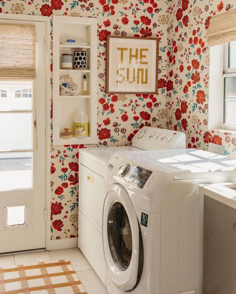 30 Beautiful Laundry Room Wallpaper Ideas You Will Love with Transforming Your Laundry Room with Bold Wallpaper