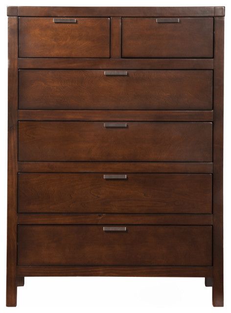 36&quot; Brown Solid Wood Six Drawer Chest - Transitional - Dressers - By ... for Boheme Chimay 6-Drawer Chest