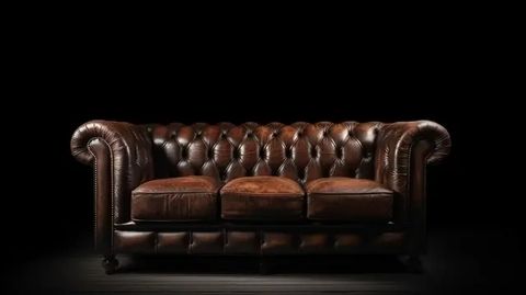 3D Render Of A Classic Brown Leather Sofa Against A Striking Black ... throughout Design Recommendation: A Classic Brown Leather Sofa
