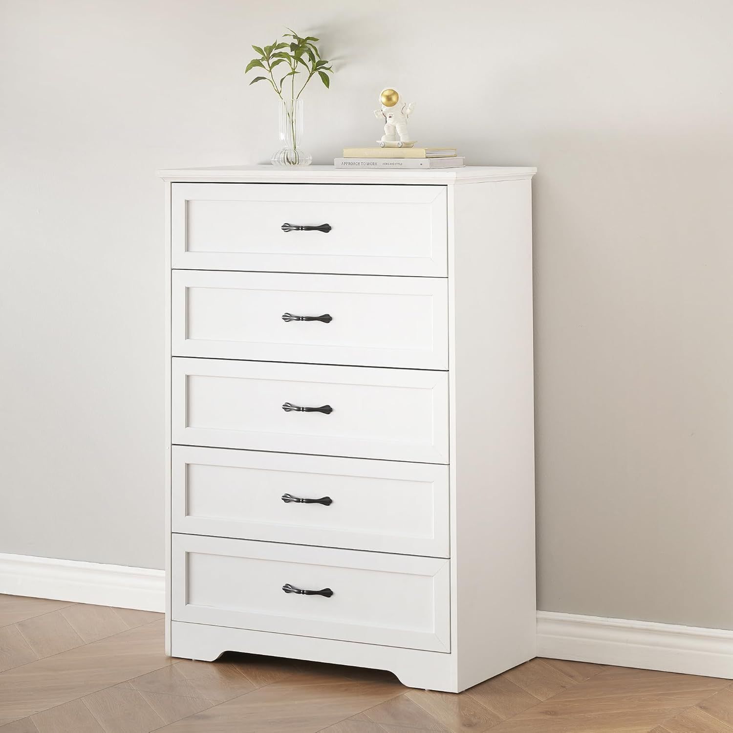 5 Drawers Dresser,Chest Of Drawer With Metal Australia | Ubuy for Washington 5 Drawer Dresser With Metal Handles, White/ Light Oak