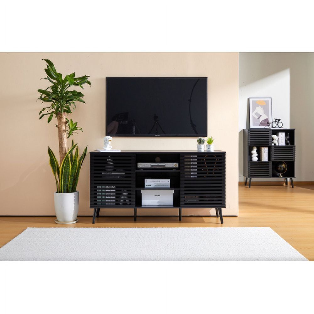55&quot; Tv Stand For Tvs Up To 60 Inch, Mid-Century Modern Tv Cabinet ... with regard to Exploring the Benefits of Black TV Stands for Contemporary Homes