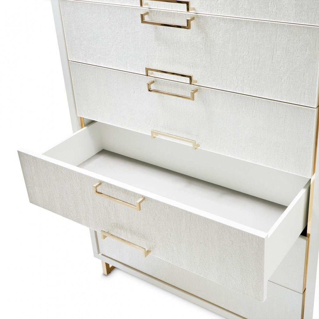 6 Drawer Chest Cloud White Palm Gate Collection By Michael Amini for The art of selecting the perfect Cloud White furniture for your space