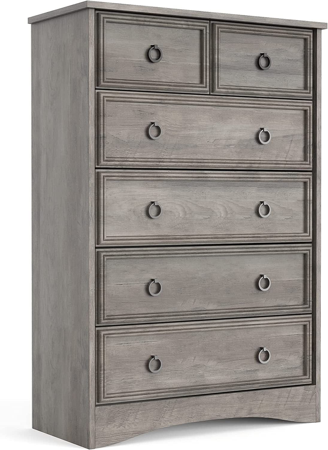 6 Drawer Dresser, Gray Wood Chest Of Drawers Dressers For Bedroom ... within Understanding the Appeal of Transitional Furniture Design