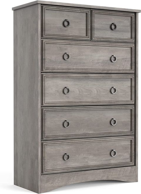 6 Drawer Dresser, Gray Wood Chest Of Drawers Dressers For Bedroom ... within Understanding the Appeal of Transitional Furniture Design