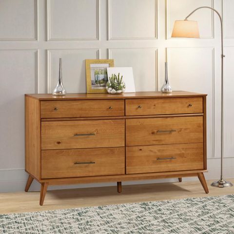 6 Drawer Mid Century Modern Wood Dresser – Homystyle throughout Tabitha Mid-Century Modern Multicolor Wood 6-Drawer Chest