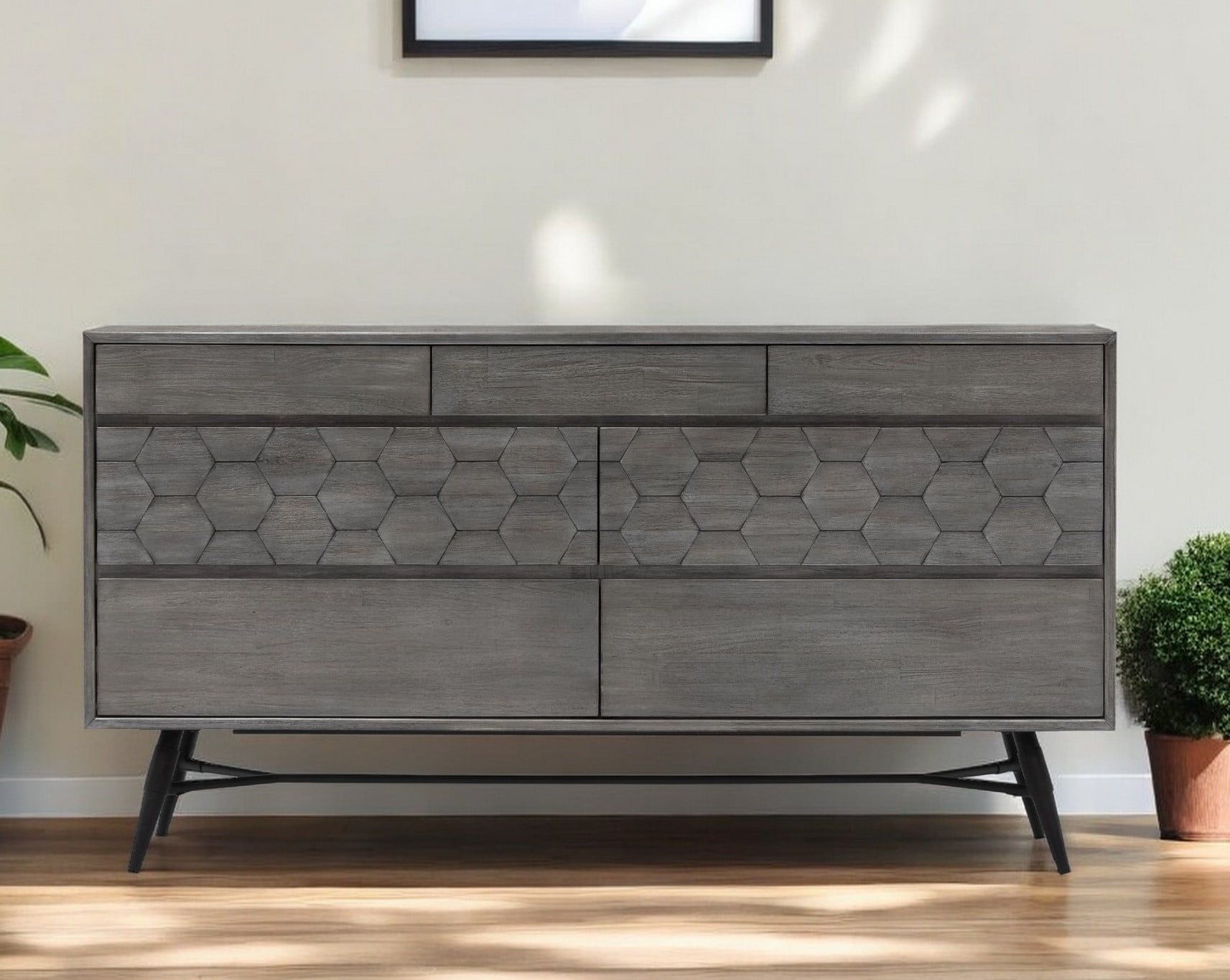 61&quot; Gray Solid Wood Six Drawer Double Dresser - Walmart.com in Choosing the Perfect 61&quot; Brown Solid Wood Six Drawer Double Dresser for Your Space
