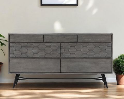61" Gray Solid Wood Six Drawer Double Dresser - Walmart.com in Choosing the Perfect 61" Brown Solid Wood Six Drawer Double Dresser for Your Space