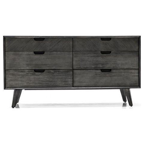 61 In. Gray Solid Wood Six Drawer Double Dresser - Walmart.com inside Choosing the Perfect 61" Brown Solid Wood Six Drawer Double Dresser for Your Space