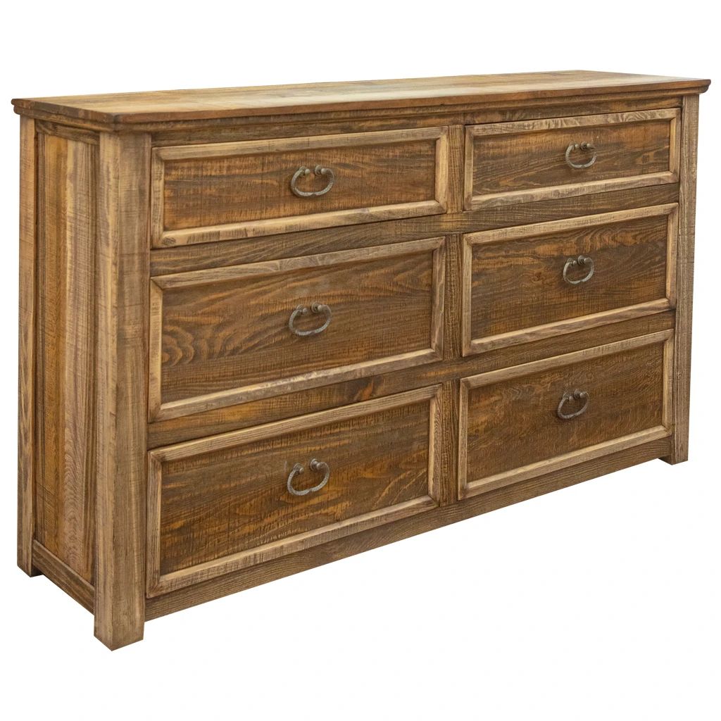 67&quot; Natural Solid Wood Six Drawer Double Dresser - House Tipster with 70&quot; Natural Solid Wood Seven Drawer Triple Dresser