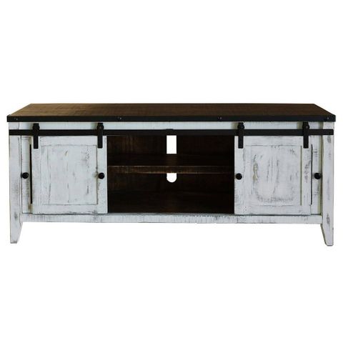 68 Inch Modern Distressed White Tv Stand Farmhouse Entertainment Center ... within Payne 60" Tv Stand Media Console Distressed White