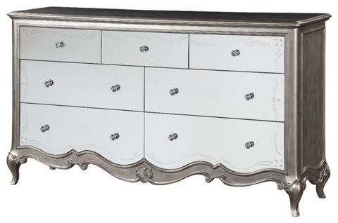 70" Champagne Solid And Manufactured Wood Mirrored Seven Drawer Triple ... in 70" Natural Solid Wood Seven Drawer Triple Dresser