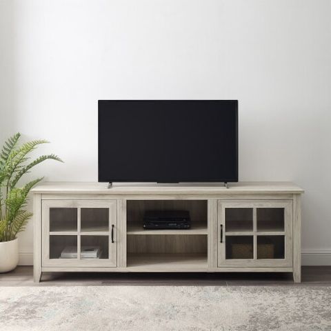 70 Glass Door Tv Console -Birch, 1 - Kroger intended for Transitional Tv Stand, Modern Farmhouse Design, Glass Doors, Open Shelf, Birch