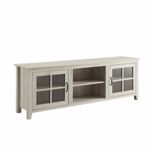 70 Glass Door Tv Console -Birch, 1 - Kroger with Transitional Tv Stand, Modern Farmhouse Design, Glass Doors, Open Shelf, Birch
