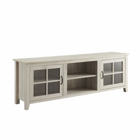 70 Glass Door Tv Console -Birch, 1 - Kroger with Transitional Tv Stand, Modern Farmhouse Design, Glass Doors, Open Shelf, Birch