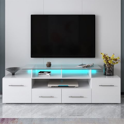 70+ Inch Modern Functional Tv Stand With Led Lights, Universal ... regarding Altamonte Contemporary Entertainment Center With 70'' Tv Console And Led Lights