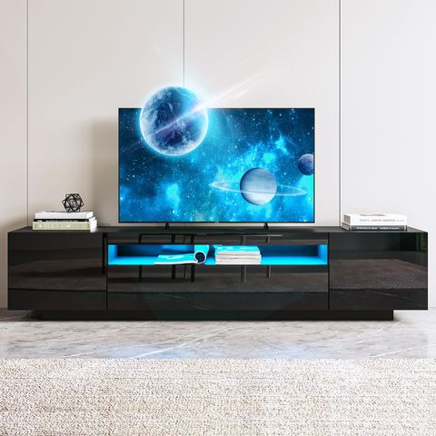 85 Inch Tv Stand With Led Lights, Modern Led Entertainment Center With ... inside Transform Your Living Room with the Altamonte Entertainment Center