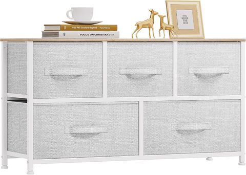 9 Drawers Dresser For Bedroom, Fabric Storage Tower For Living Room ... within 5 Drawers Wide Dresser Storage Tower Wood Top,Easy Pull Fabric Bins, Gray