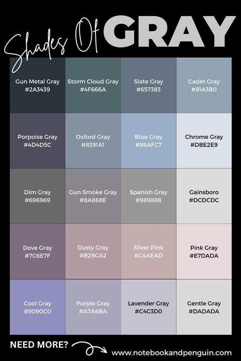 95Stunning Shades Of Gray With Hex Color Codesrgb Values | Hex Color ... with regard to The Practicality and Design of a Pull-Tab Reclining Sofa in Cobblestone