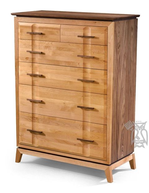 Alder & Walnut Wood Addison 6 Drawer Chest Of Drawers In Duet Finish ... for Cortina 6-Drawer Chest - Honey Walnut