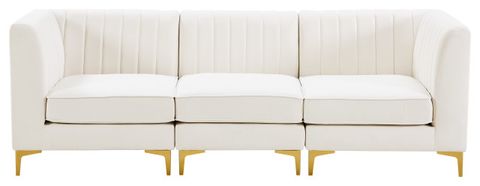 Alina Velvet Modular Sofa, 3-Piece: 1 Armless Chair, 2 Corner Chair ... inside Alina Velvet Upholstered 3-Piece Modular Sofa, Black