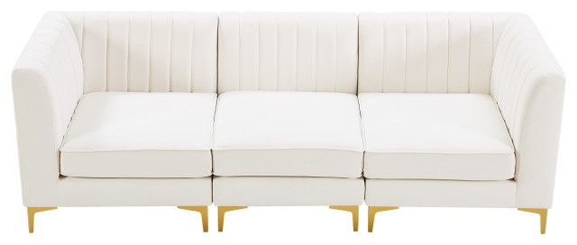 Alina Velvet Modular Sofa, 3-Piece: 1 Armless Chair, 2 Corner Chair - Midcentury - Sofas - By ... intended for Your Guide to Maximizing Space with the Alina Modular Sofa System