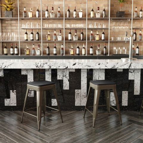 All-Weather Backless Commercial Bar Stool With Poly Resin Seat - Bed ... intended for Backless Industrial Bar Stool With Geometric Metal Base And Gold Seat