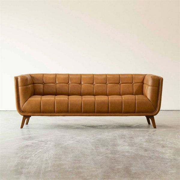 Allen Modern Chesterfield Tufted Velvet Living Room Sofa In Navy Blue - Midcentury - Sofas - By ... intended for The Enduring Charm of Tan Leather Chesterfield Sofas in Modern Homes
