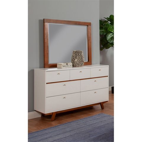 Alpine Furniture Dakota 7 Drawer Wood Dresser In White | Homesquare pertaining to Maximizing Storage Solutions with Six-Drawer Dressers