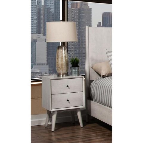 Alpine Furniture Flynn Mid Century Modern Wood 2 Drawer Nightstand In ... throughout Exploring the Timeless Elegance of Gray Wood Finishes in Furniture