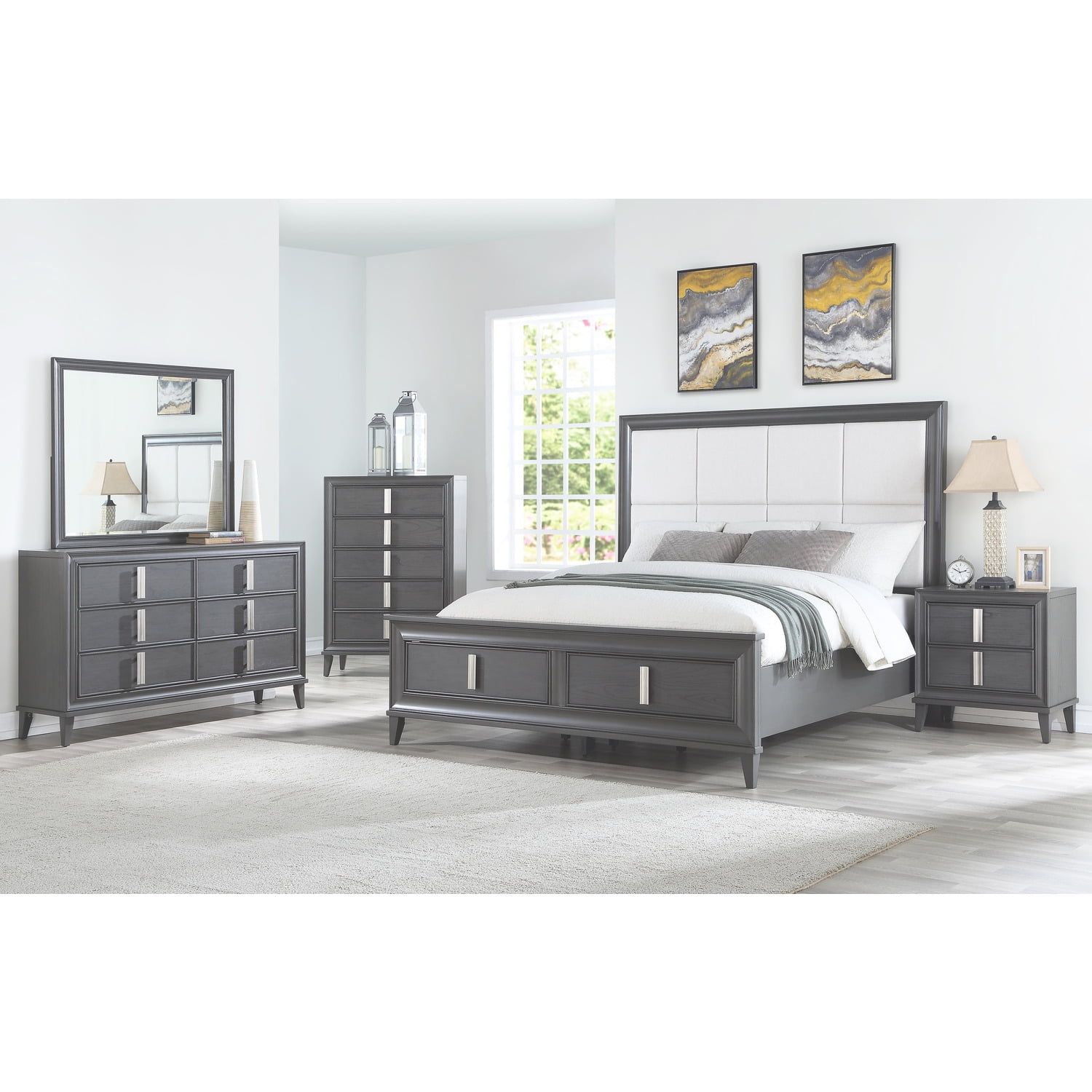 Alpine Furniture Lorraine Wood 6 Drawer Dresser In Dark Gray - Walmart.com intended for Alpine Furniture Lorraine Wood 6 Drawer Dresser In Dark Gray