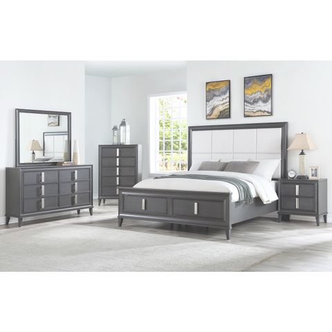Alpine Furniture Lorraine Wood 6 Drawer Dresser In Dark Gray - Walmart.com intended for Alpine Furniture Lorraine Wood 6 Drawer Dresser In Dark Gray