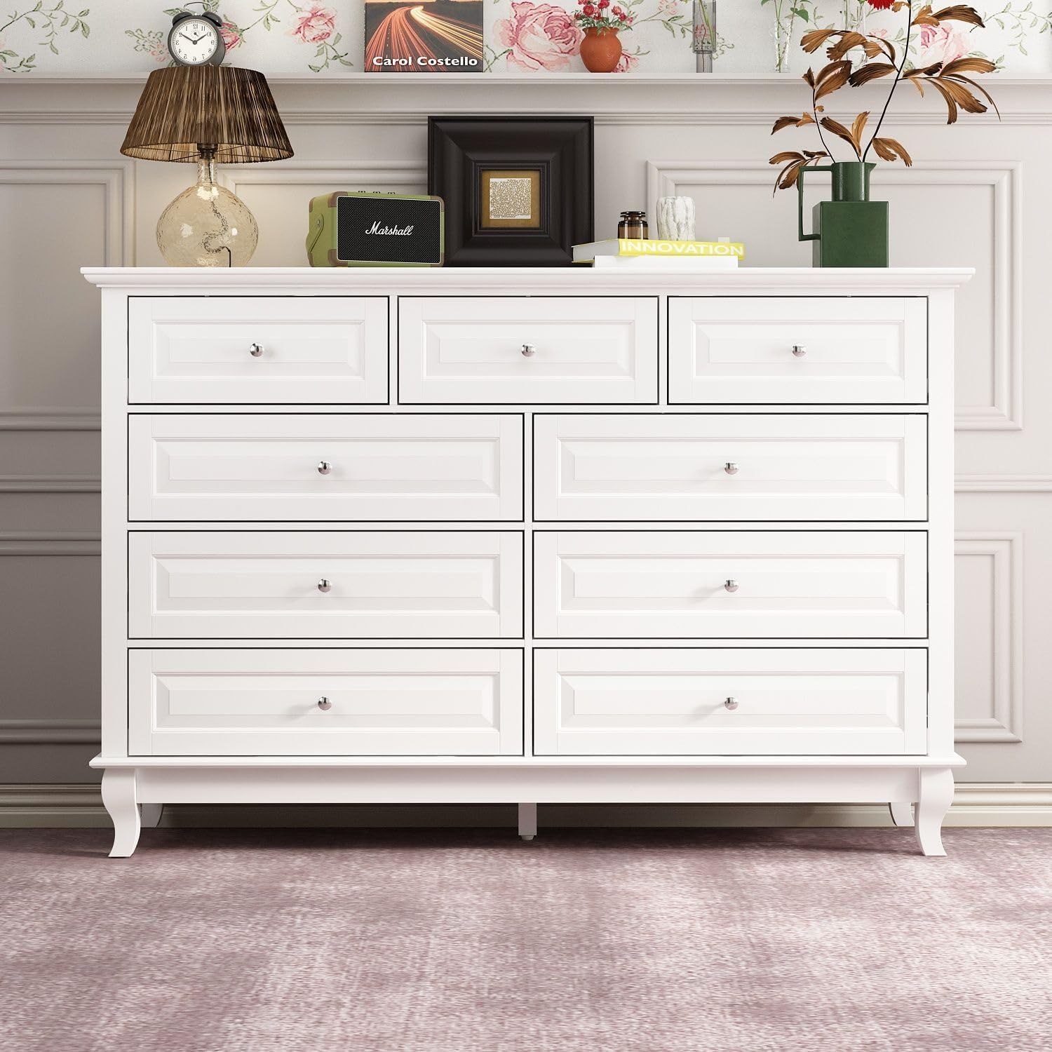 Amazon.com: Acme Ireland Wood Dresser In White : Home &amp; Kitchen throughout Beyond the Beach White Ireland Dressers That Adapt to Any Style