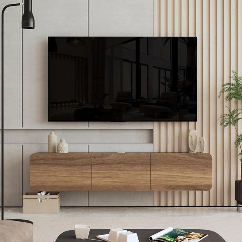 Amazon.com: Atelier Mobili Floating Tv Stand, Modern Floating ... in Fortitude 63" Wall-Mounted Tv Stand, Walnut Black