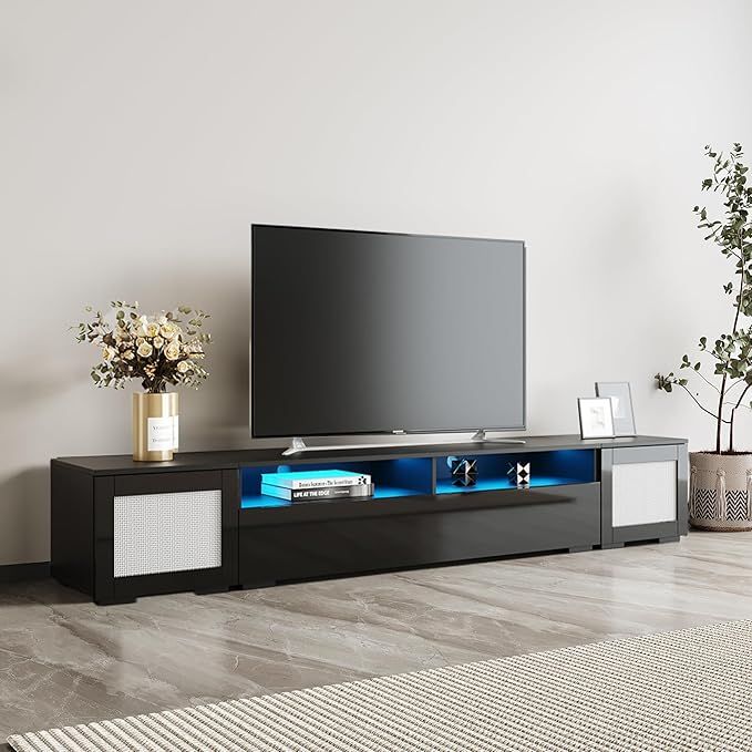 Amazon.com: Bamacar Led Tv Stand For 90 Inch Tv, Led Entertainment ... regarding Altamonte Contemporary Entertainment Center With 70'' Tv Console And Led Lights