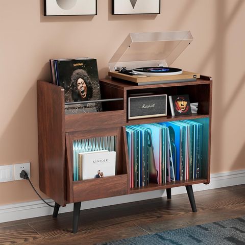 Amazon.com: Big Record Player Stand, Record Player Table With Power ... throughout Integrating Your Vinyl and TV Experience with Thoughtful Furniture Design