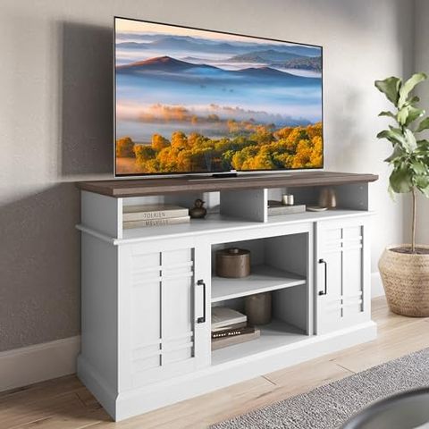 Amazon.com: Bush Furniture Lennox 46W Farmhouse Tv Stand For 65 Inch Tv ... in Westbrook 46W Tv Stand For 65 Inch Tv By Bush Furniture