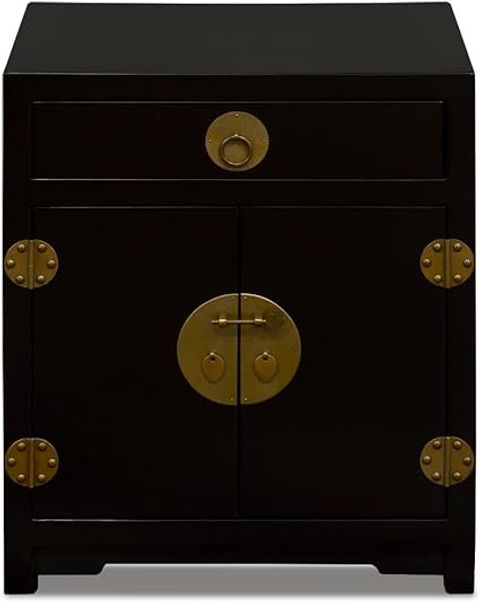 Amazon.com: Chinafurnitureonline Matte Black Elmwood Chinese Ming ... regarding Matte Black Elmwood Bi-Fold Door Chinese Ming Media Cabinet