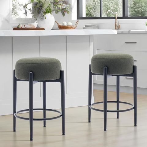 Amazon.com: Colamy Modern Bar Stools Set Of 2, 24" Counter Height ... within Backless Industrial Bar Stool With Geometric Metal Base And Gold Seat