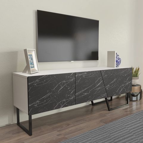 Amazon.com: Decorotika Parla Contemporary Modern Design Tv Stand Media ... intended for The Art of Minimalist Media Organization in Black and White