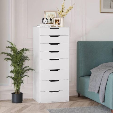 Amazon.com: Facbotall White Dresser, 8 Drawer Dresser With Groove ... throughout Finding Functionality and Style in White High Chest Dressers with Groove Handles
