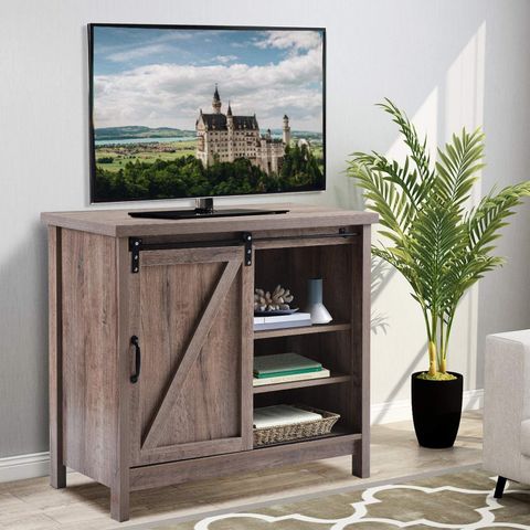Amazon.com: Farmhouse Tv Stand With Sliding Barn Doors And Adjustable ... within Understanding the Appeal of Glass Inserts in Modern Farmhouse Entertainment Centers
