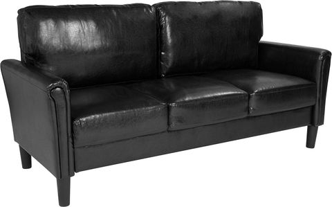 Amazon.com: Flash Furniture Bari Upholstered Sofa In Black Leathersoft ... with regard to Flash Furniture Harmony Leathersoft Upholstered Reclining Sofa In Black